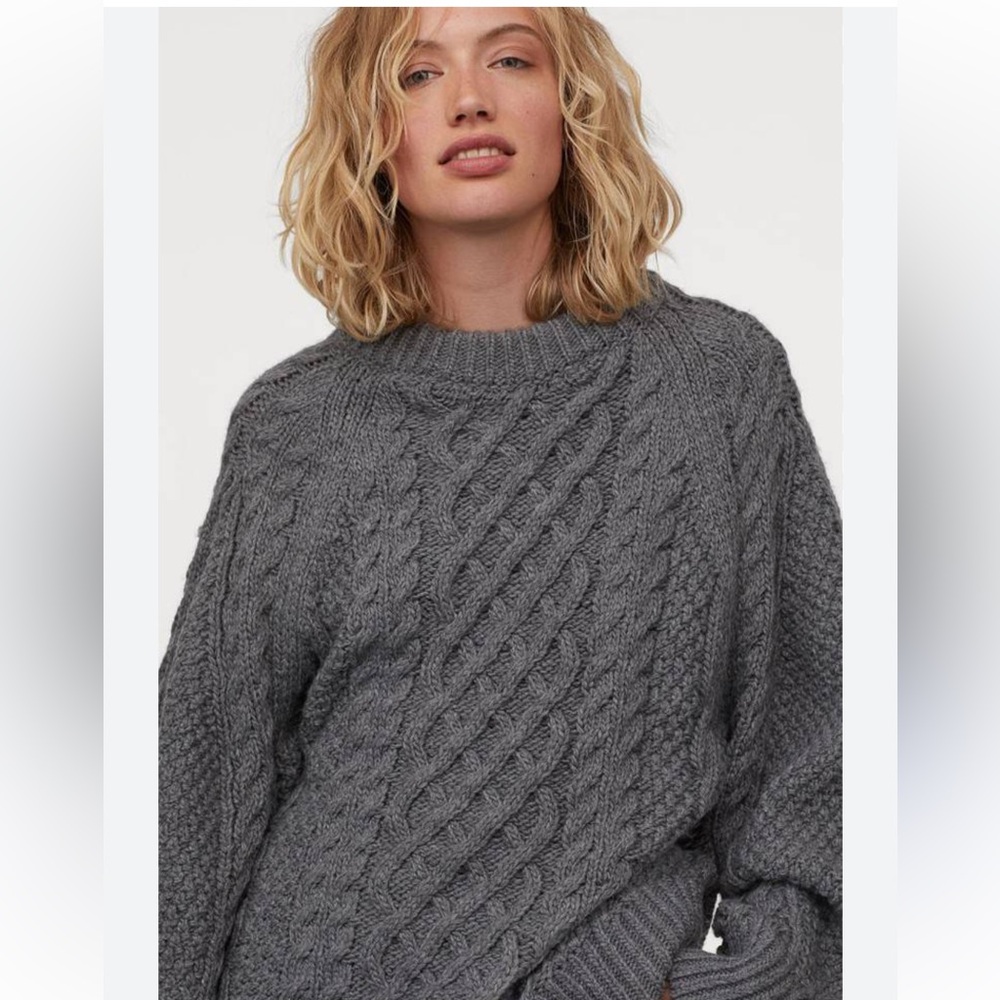 H&M Charcoal Gray Cable Knit Sweater